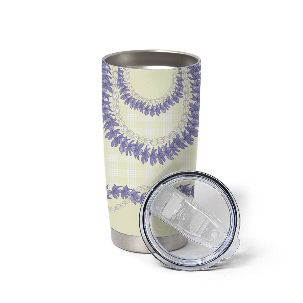 Hawaii Honohono Palaka Motifs Tumbler Cup Hawaiian Orchid Lei