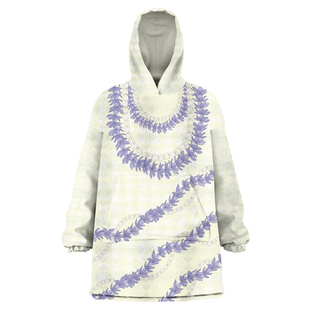 Hawaii Honohono Palaka Motifs Wearable Blanket Hoodie Hawaiian Orchid Lei LT14 One Size Cream - Polynesian Pride