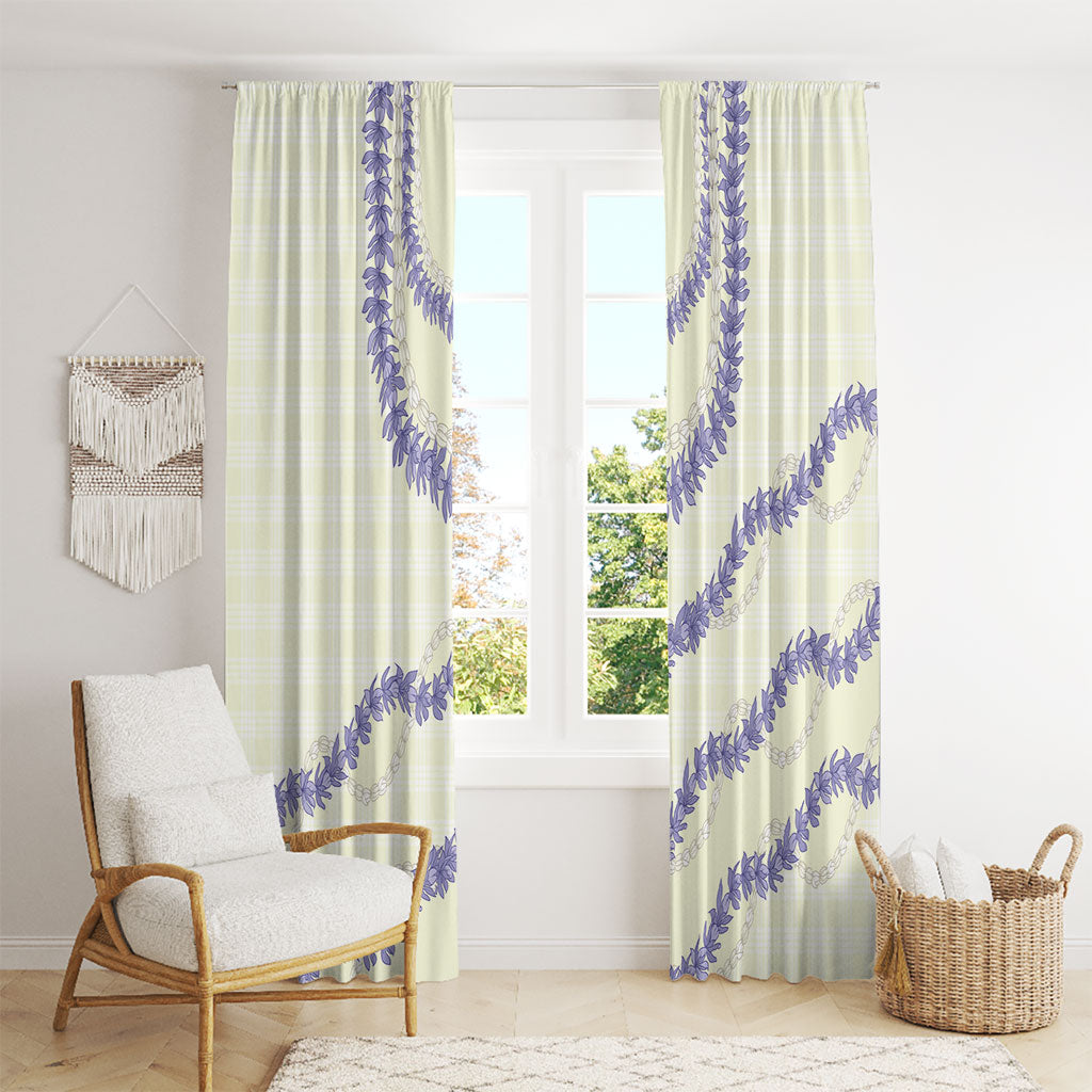 Hawaii Honohono Palaka Motifs Window Curtain Hawaiian Orchid Lei