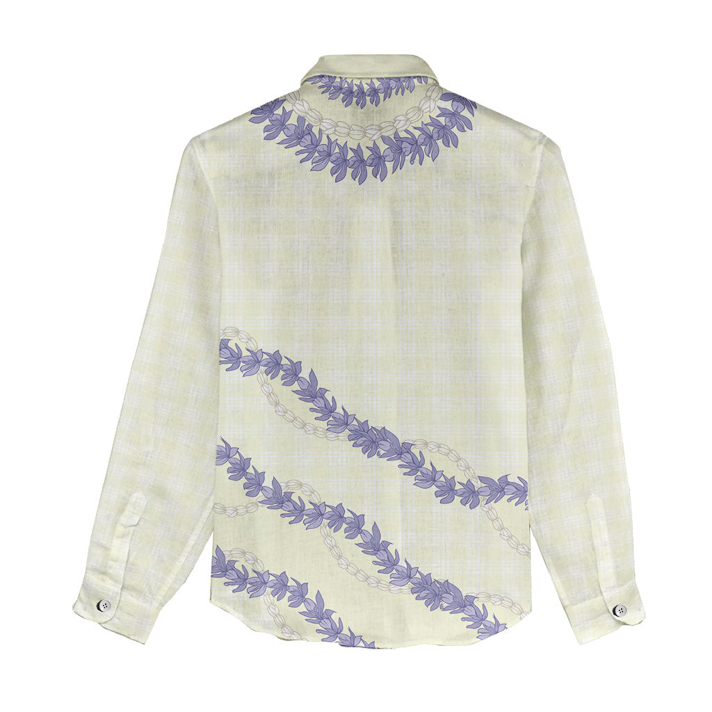 Hawaii Honohono Palaka Motifs Women Casual Shirt Hawaiian Orchid Lei LT14 - Polynesian Pride