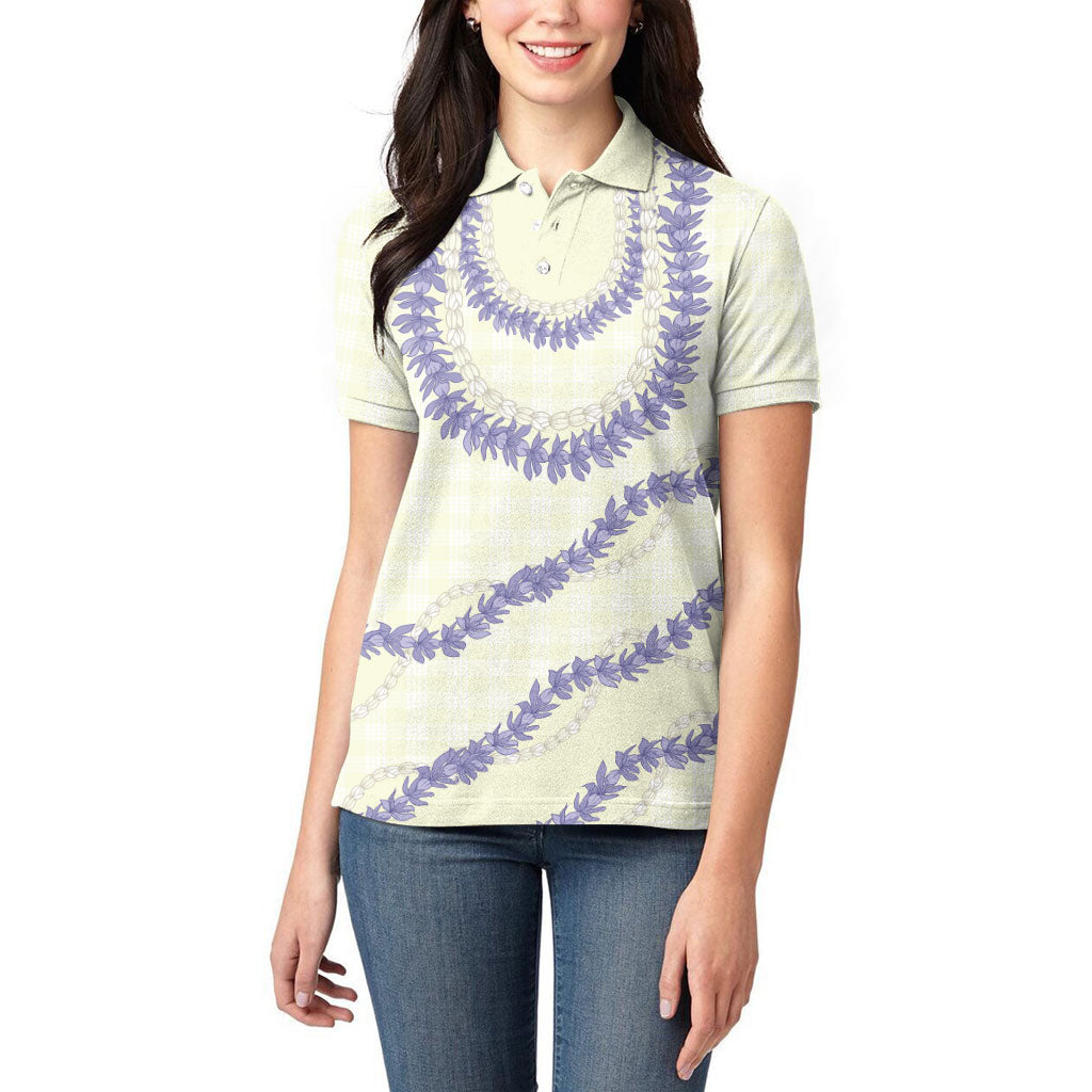Hawaii Honohono Palaka Motifs Women Polo Shirt Hawaiian Orchid Lei LT14 - Polynesian Pride