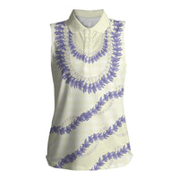 Hawaii Honohono Palaka Motifs Women Sleeveless Polo Shirt Hawaiian Orchid Lei