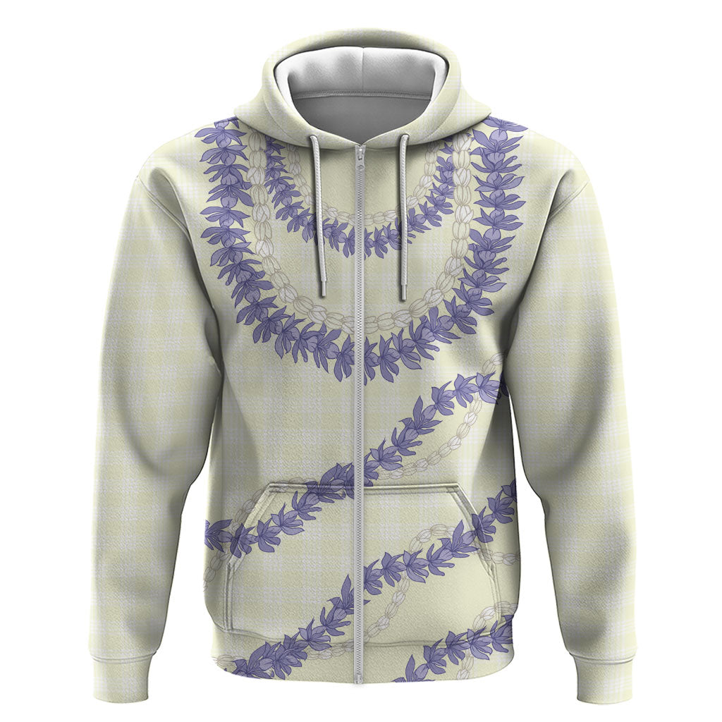 Hawaii Honohono Palaka Motifs Zip Hoodie Hawaiian Orchid Lei