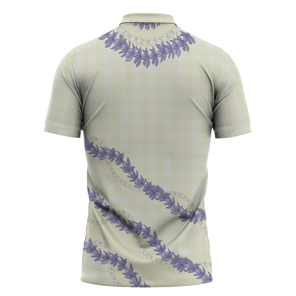 Hawaii Honohono Palaka Motifs Zipper Polo Shirt Hawaiian Orchid Lei
