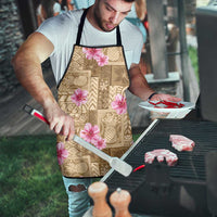 Beige Hawaii Hibiscus With Tropical Flowers Motifs Apron - Polynesian Pride