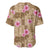 Beige Hawaii Hibiscus With Tropical Flowers Motifs Baseball Jersey - Polynesian Pride