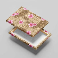 Beige Hawaii Hibiscus With Tropical Flowers Motifs Canvas Wall Art - Polynesian Pride