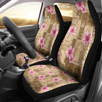Beige Hawaii Hibiscus With Tropical Flowers Motifs Car Seat Cover - Polynesian Pride