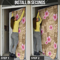 Beige Hawaii Hibiscus With Tropical Flowers Motifs Door Cover - Polynesian Pride