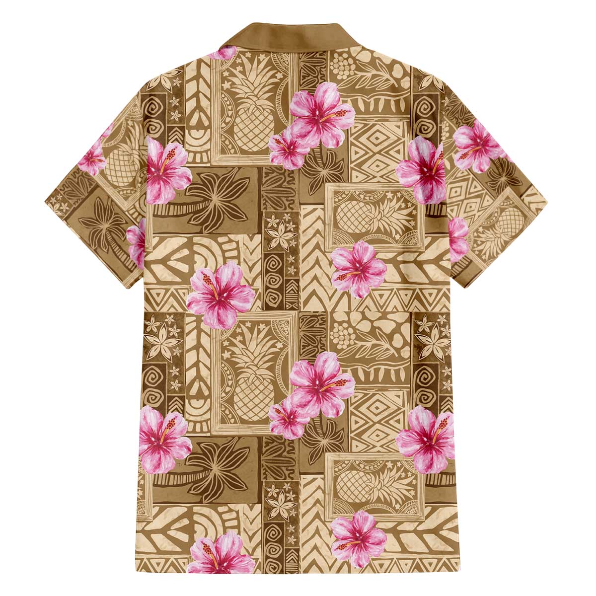 Beige Hawaii Hibiscus With Tropical Flowers Motifs Family Matching Off The Shoulder Long Sleeve Dress and Hawaiian Shirt LT14 - Polynesian Pride