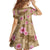 Beige Hawaii Hibiscus With Tropical Flowers Motifs Kid Short Sleeve Dress - Polynesian Pride