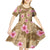 Beige Hawaii Hibiscus With Tropical Flowers Motifs Kid Short Sleeve Dress - Polynesian Pride