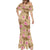Beige Hawaii Hibiscus With Tropical Flowers Motifs Mermaid Dress - Polynesian Pride