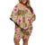 Beige Hawaii Hibiscus With Tropical Flowers Motifs Off Shoulder Short Dress - Polynesian Pride