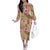 Beige Hawaii Hibiscus With Tropical Flowers Motifs Off The Shoulder Long Sleeve Dress - Polynesian Pride