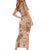 Beige Hawaii Hibiscus With Tropical Flowers Motifs Short Sleeve Bodycon Dress - Polynesian Pride