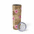 Beige Hawaii Hibiscus With Tropical Flowers Motifs Skinny Tumbler - Polynesian Pride