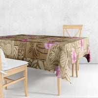 Beige Hawaii Hibiscus With Tropical Flowers Motifs Tablecloth - Polynesian Pride