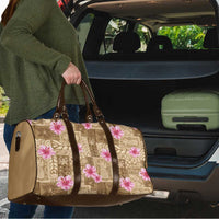 Beige Hawaii Hibiscus With Tropical Flowers Motifs Travel Bag - Polynesian Pride