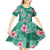 Cyan Hawaii Hibiscus With Tropical Flowers Motifs Kid Short Sleeve Dress - Polynesian Pride