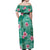 Cyan Hawaii Hibiscus With Tropical Flowers Motifs Off Shoulder Maxi Dress - Polynesian Pride