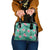 Cyan Hawaii Hibiscus With Tropical Flowers Motifs Shoulder Handbag - Polynesian Pride