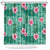 Cyan Hawaii Hibiscus With Tropical Flowers Motifs Shower Curtain - Polynesian Pride