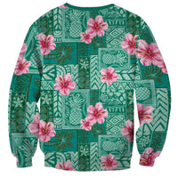 Cyan Hawaii Hibiscus With Tropical Flowers Motifs Sweatshirt - Polynesian Pride