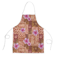 Orange Hawaii Hibiscus With Tropical Flowers Motifs Apron - Polynesian Pride