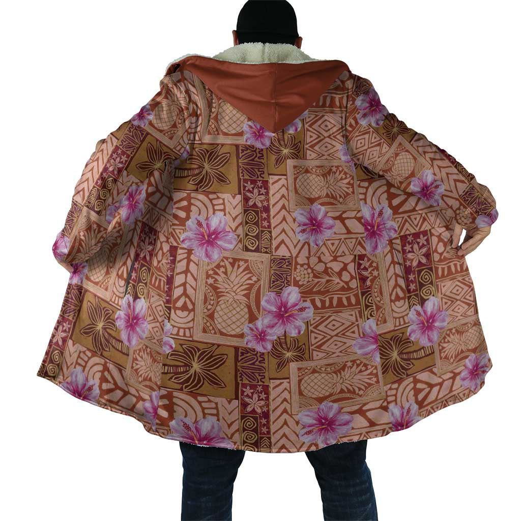 Orange Hawaii Hibiscus With Tropical Flowers Motifs Cloak - Polynesian Pride