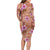 Orange Hawaii Hibiscus With Tropical Flowers Motifs Family Matching Long Sleeve Bodycon Dress and Hawaiian Shirt - Polynesian Pride