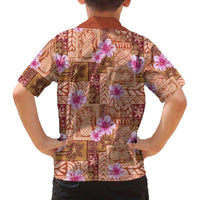 Orange Hawaii Hibiscus With Tropical Flowers Motifs Family Matching Off The Shoulder Long Sleeve Dress and Hawaiian Shirt LT14 - Polynesian Pride
