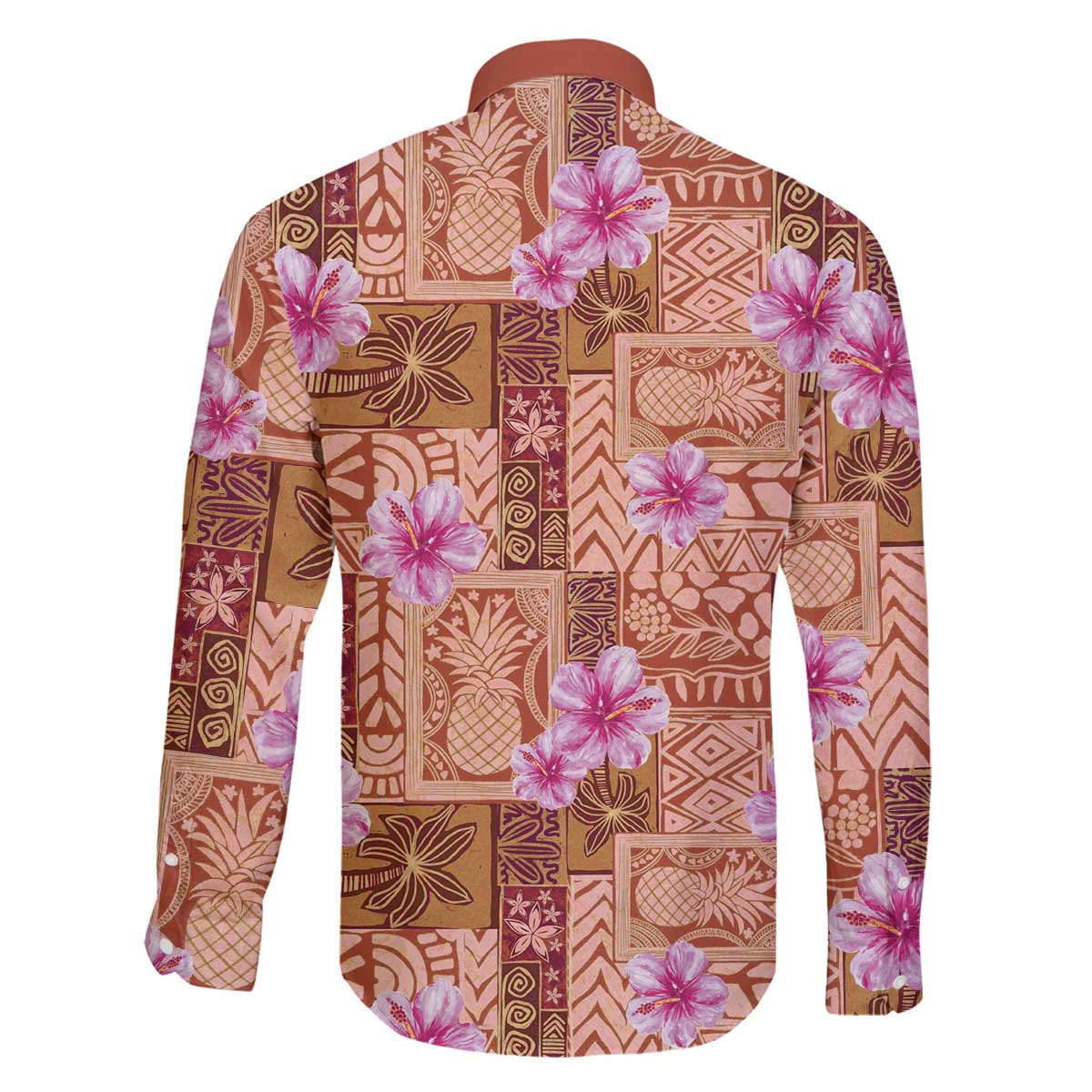 Orange Hawaii Hibiscus With Tropical Flowers Motifs Family Matching Off The Shoulder Long Sleeve Dress and Hawaiian Shirt LT14 - Polynesian Pride