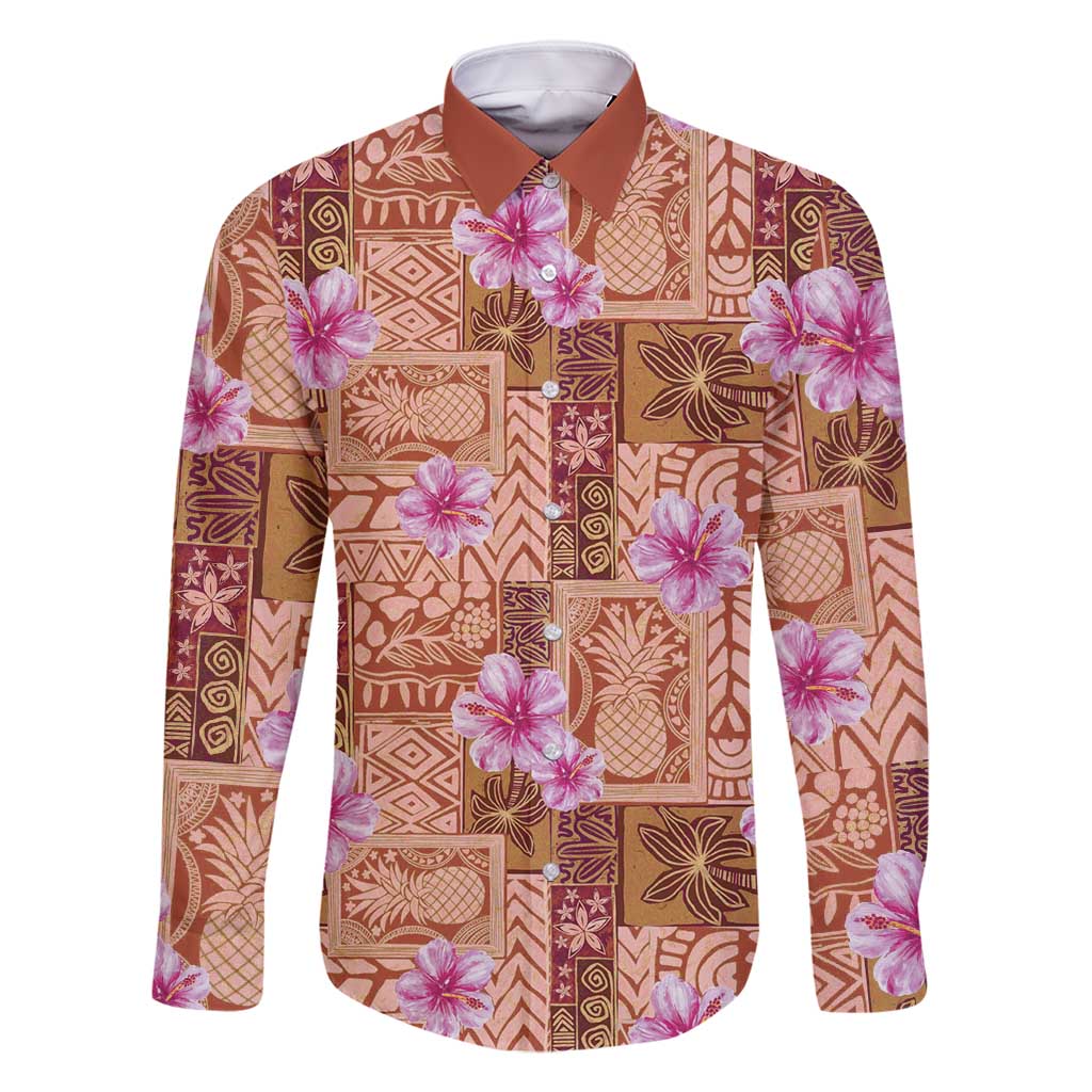 Orange Hawaii Hibiscus With Tropical Flowers Motifs Family Matching Off Shoulder Maxi Dress and Hawaiian Shirt - Polynesian Pride