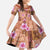 Orange Hawaii Hibiscus With Tropical Flowers Motifs Kid Short Sleeve Dress - Polynesian Pride