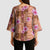 Orange Hawaii Hibiscus With Tropical Flowers Motifs Kimono Sleeve Blouse - Polynesian Pride