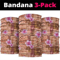 Orange Hawaii Hibiscus With Tropical Flowers Motifs Neck Gaiter - Polynesian Pride