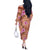 Orange Hawaii Hibiscus With Tropical Flowers Motifs Off The Shoulder Long Sleeve Dress - Polynesian Pride