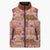 Orange Hawaii Hibiscus With Tropical Flowers Motifs Sleeveless Puffer Jacket - Polynesian Pride