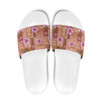 Orange Hawaii Hibiscus With Tropical Flowers Motifs Slide Sandals - Polynesian Pride