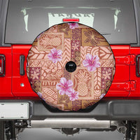 Orange Hawaii Hibiscus With Tropical Flowers Motifs Spare Tire Cover - Polynesian Pride