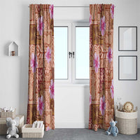 Orange Hawaii Hibiscus With Tropical Flowers Motifs Window Curtain - Polynesian Pride