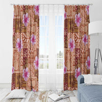 Orange Hawaii Hibiscus With Tropical Flowers Motifs Window Curtain - Polynesian Pride