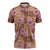 Orange Hawaii Hibiscus With Tropical Flowers Motifs Zipper Polo Shirt - Polynesian Pride