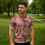 Orange Hawaii Hibiscus With Tropical Flowers Motifs Zipper Polo Shirt - Polynesian Pride