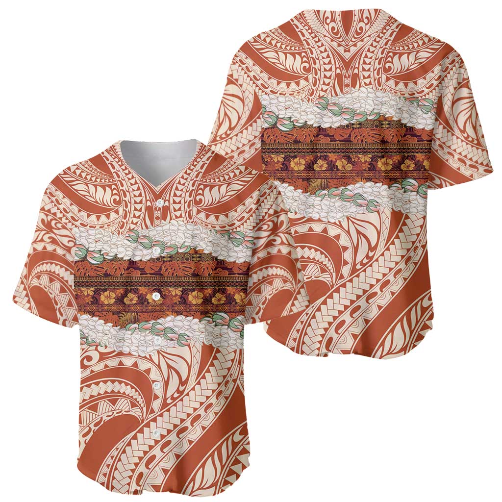 Aloha Hawaii Mikioi Lei Baseball Jersey Beige Tropical Flower Pattern - Polynesian Pride