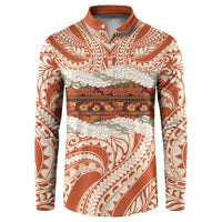 Aloha Hawaii Mikioi Lei Button Sweatshirt Beige Tropical Flower Pattern - Polynesian Pride