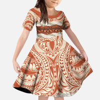 Aloha Hawaii Mikioi Lei Family Matching Off The Shoulder Long Sleeve Dress and Hawaiian Shirt Beige Tropical Flower Pattern - Polynesian Pride