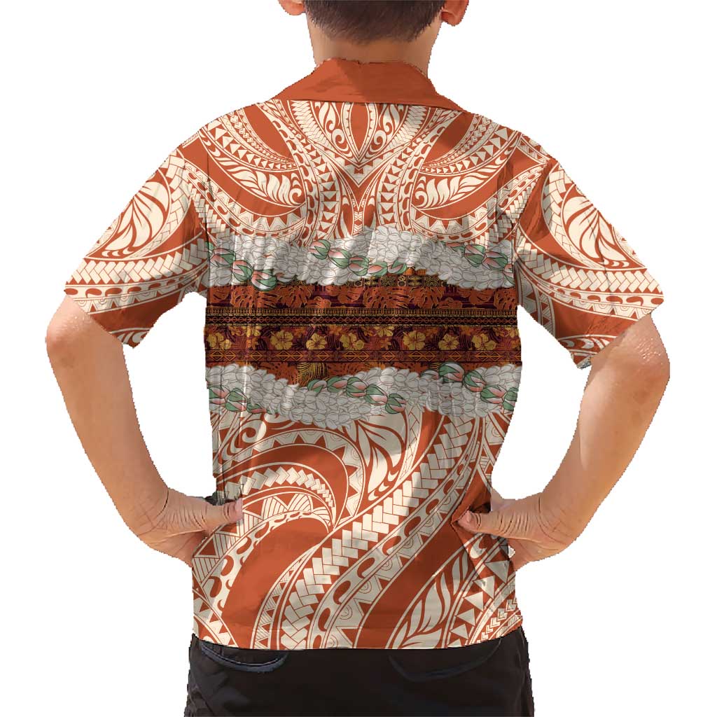 Aloha Hawaii Mikioi Lei Family Matching Short Sleeve Bodycon Dress and Hawaiian Shirt Beige Tropical Flower Pattern - Polynesian Pride