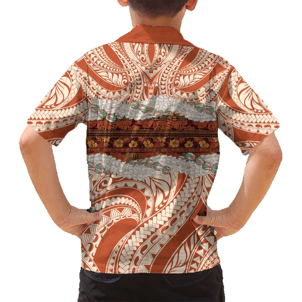 Aloha Hawaii Mikioi Lei Family Matching Tank Maxi Dress and Hawaiian Shirt Beige Tropical Flower Pattern - Polynesian Pride